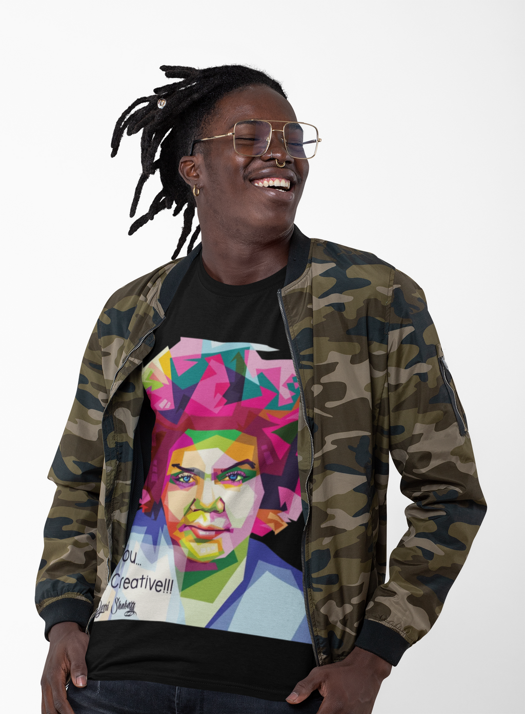 Berri Shabazz Graphic Tee — Colorful Afro Pop Portrait with “Be You. Be Creative!” Slogan