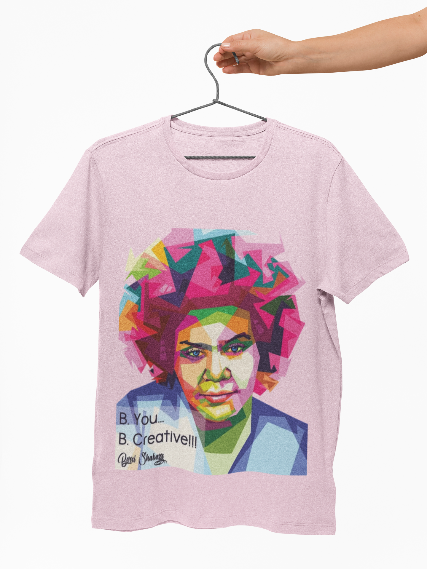 Berri Shabazz Graphic Tee — Colorful Afro Pop Portrait with “Be You. Be Creative!” Slogan